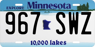 MN license plate 967SWZ