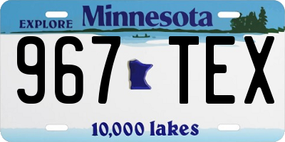 MN license plate 967TEX