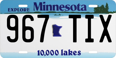 MN license plate 967TIX