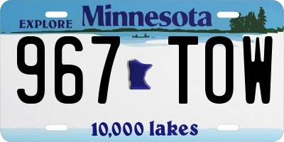 MN license plate 967TOW
