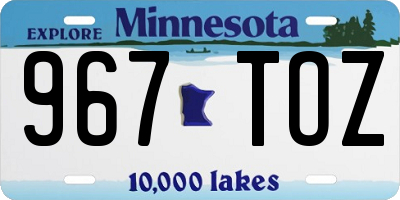 MN license plate 967TOZ