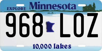MN license plate 968LOZ