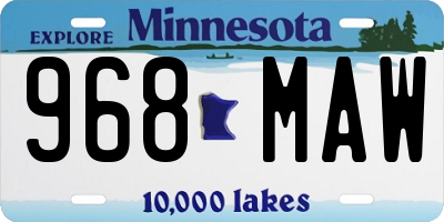 MN license plate 968MAW
