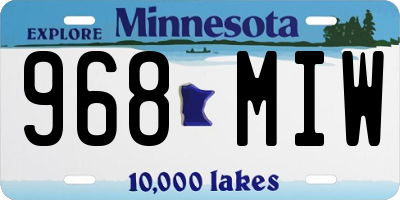 MN license plate 968MIW