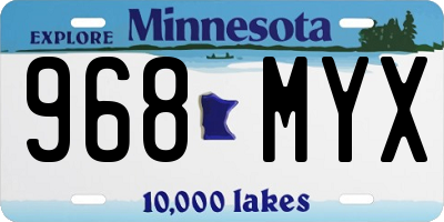 MN license plate 968MYX