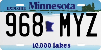 MN license plate 968MYZ