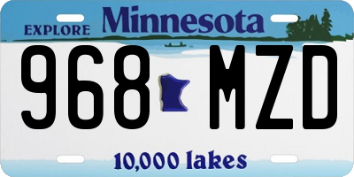 MN license plate 968MZD