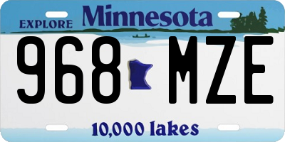 MN license plate 968MZE