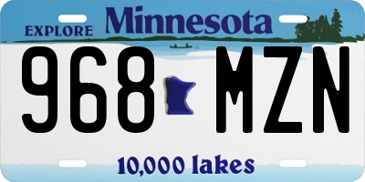 MN license plate 968MZN