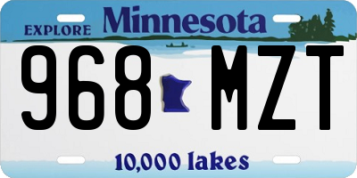 MN license plate 968MZT