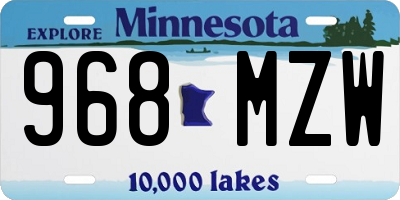 MN license plate 968MZW