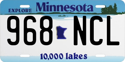 MN license plate 968NCL
