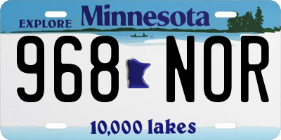 MN license plate 968NOR