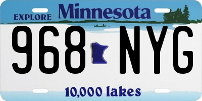 MN license plate 968NYG