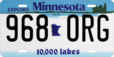 MN license plate 968ORG