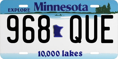 MN license plate 968QUE