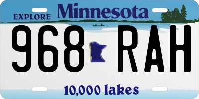 MN license plate 968RAH
