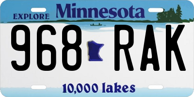MN license plate 968RAK