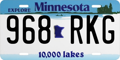 MN license plate 968RKG