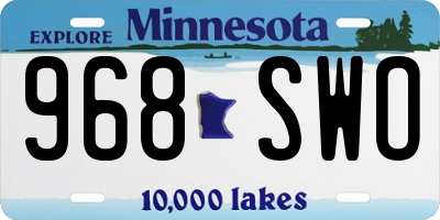 MN license plate 968SWO