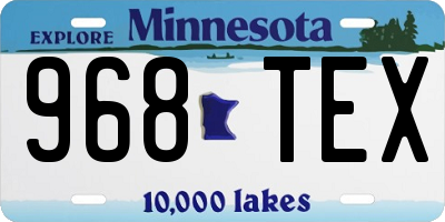 MN license plate 968TEX