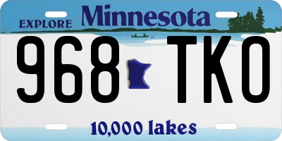 MN license plate 968TKO