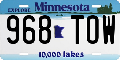 MN license plate 968TOW