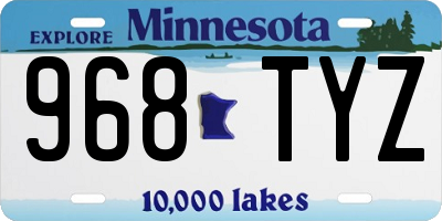 MN license plate 968TYZ