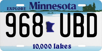 MN license plate 968UBD