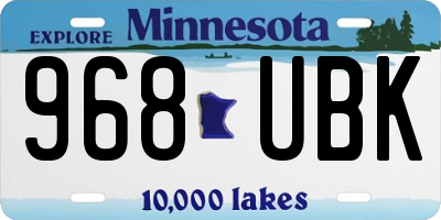 MN license plate 968UBK