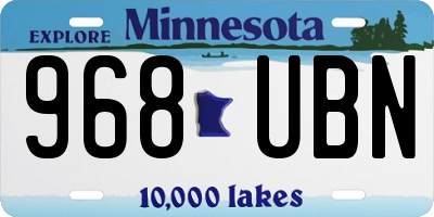 MN license plate 968UBN