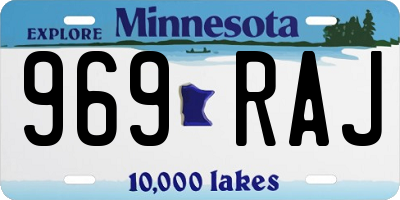 MN license plate 969RAJ