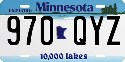 MN license plate 970QYZ