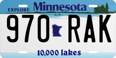 MN license plate 970RAK