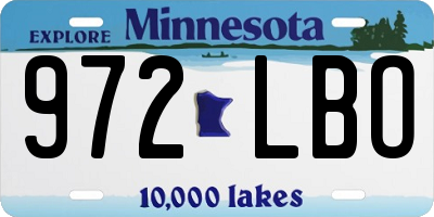 MN license plate 972LBO