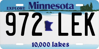 MN license plate 972LEK