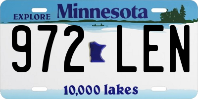 MN license plate 972LEN