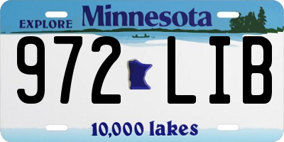 MN license plate 972LIB