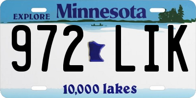 MN license plate 972LIK