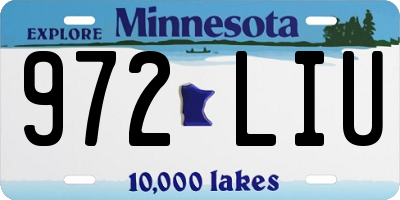 MN license plate 972LIU