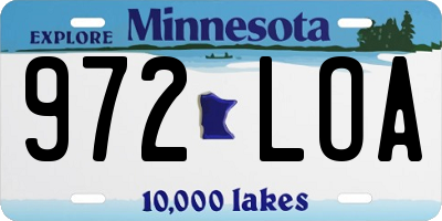 MN license plate 972LOA