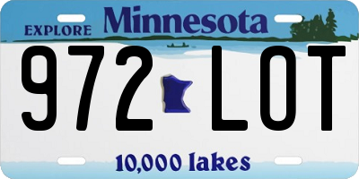 MN license plate 972LOT