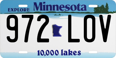 MN license plate 972LOV