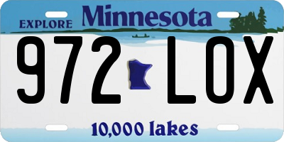 MN license plate 972LOX
