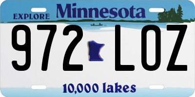 MN license plate 972LOZ