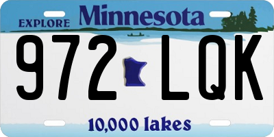 MN license plate 972LQK