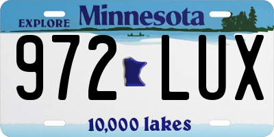 MN license plate 972LUX