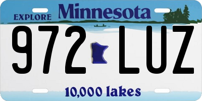 MN license plate 972LUZ