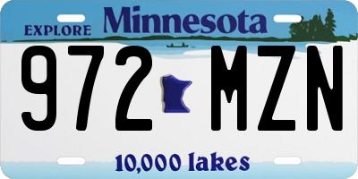 MN license plate 972MZN