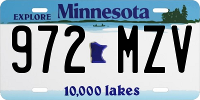 MN license plate 972MZV